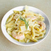Creamy Garlic Prawn Pasta · Creamy Garlic Shrimp Pasta with a garlic cream sauce and shrimp.