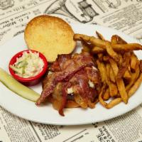 Triple B Burger · Blackened fitz dry rubbed burger with blue cheese & bacon.