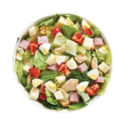 Bently   · Our Chef recommends a base of our Romaine/Iceberg Blend. It is served with Smoked Ham, Roasted Turkey, Provolone Cheese, Sliced Egg and Diced Tomatoes. We recommend our Green Goddess dressing.
