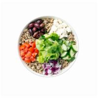 Classic Greek Warm Grain Bowl · Our Classic Greek Warm Grain Bowl starts with a Super Grains blend with Diced Tomatoes, Slic...