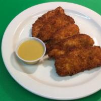 Chicken Fingers · 5 chicken fingers served with honey mustard dipping sauce.