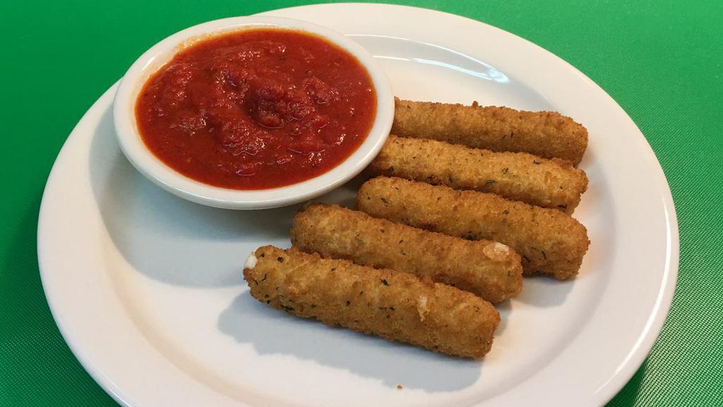 Mozzarella Sticks · 5 mozzarella sticks served with marinara sauce.