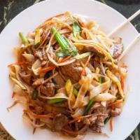 Cantonese Style Chow Fun · Stir fried wide rice noodles and bean sprouts with your choice of protein