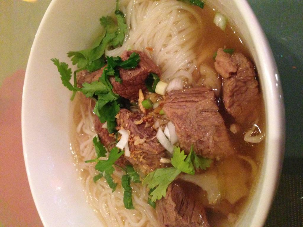 beef noodles soup · beef stewed in the beef broth,small rice noodles,cilantro,bean sprouts,