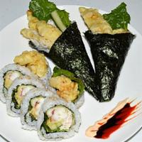 Lobster Roll · Lobster tempura, krab, cucumber, romaine lettuce.  Comes with one Lobster Roll and two Lobst...