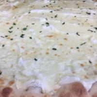 White Pie · ricotta cheese, mozzarella topped with imported parmesan cheese 