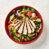Italian Salad with Chicken · Now with 50% More Chicken! Wood-grilled chicken served over mixed greens, garden vegetables,...