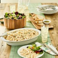 Family Bundle Penne Alfredo · Our made-from-scratch Alfredo tossed with Penne pasta.  Includes your choice of salad and br...