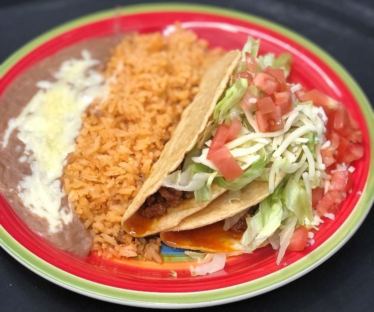 2 Taco Combo · 2 Corn Tortilla Tacos (Soft)  Served with Rice and Beans. Choice of meat: asada, Chile verde or carnitas