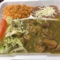 Meat Combo · Your Choice of Meat. Served with Rice and Beans and Tortillas.