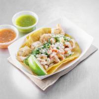 Shrimp Tacos · Grilled shrimp, lettuce, special sauce and salsa fresca with soft corn tortilla.