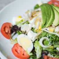 D’annunzio Salad · Arugula, romaine lettuce, mozzarella fior di latte, hard boiled eggs, avocado, hearts of pal...