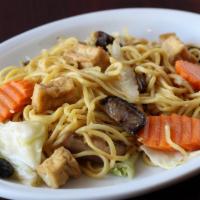 Yakisoba Noodle · Pan-fried noodles (wheat), shiitake fresh mushroom, onion, celery, carrot, tofu, cabbage and...