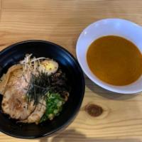 Tsukemen (Dipping Noodles) · Chashu, green onion, bean sprout, black mushroom, menma, egg, bonito flakes, shredded nori, ...