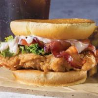 Chicken BLT Sandwich · Bacon, lettuce, tomato and mayo topping a tender grilled chicken breast. If the name doesn't...