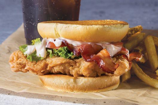 Chicken BLT Sandwich · Bacon, lettuce, tomato and mayo topping a tender grilled chicken breast. If the name doesn't explain itself clearly enough, we'll let the flavors do the rest of the talking.
