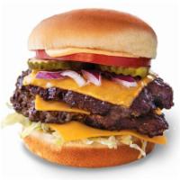Chi-Burger · All natural Angus beef cheeseburger topped with crisp shredded lettuce, ripe tomato, pickles...