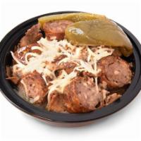 Italian Beef & Sausage Bowl · Italian Beef & Sausage in Au Jus topped with melty mozzarella cheese and sweet peppers.