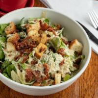 Mosquito Caesar Salad · Romaine lettuce, hickory smoked peppered bacon, imported Parmesan cheese, homemade croutons,...