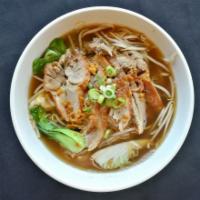 Thai Noodle Soup · Rice noodle in clear broth with bean sprout, scallion and cilantro.