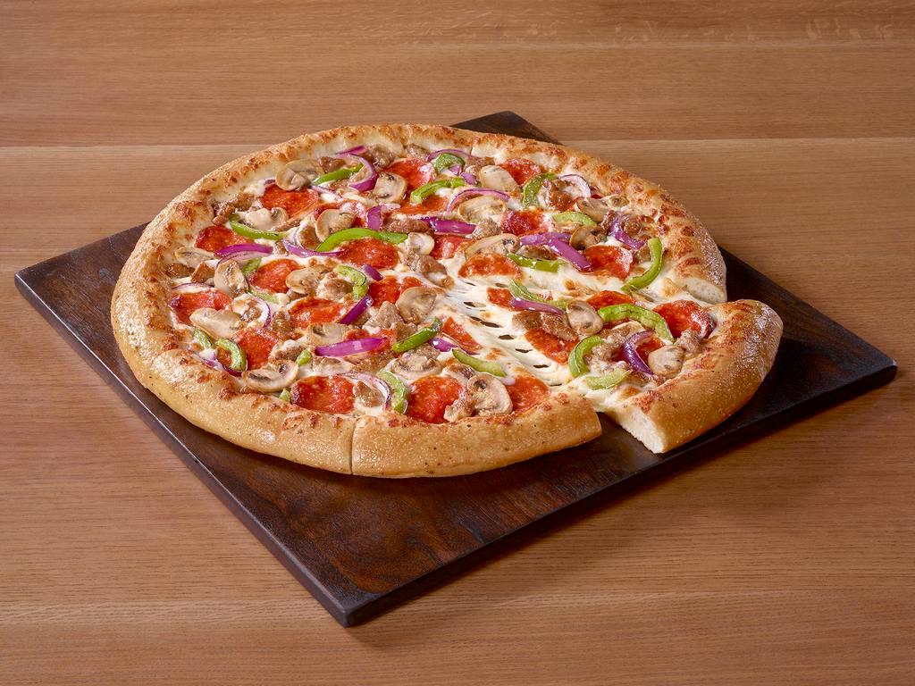 Medium Supreme Pizza · Pepperoni, seasoned pork, beef, mushrooms, green bell peppers and red onions.