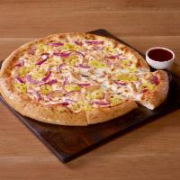 Buffalo Chicken Pizza · Grilled chicken, banana peppers and red onions. With Buffalo sauce.