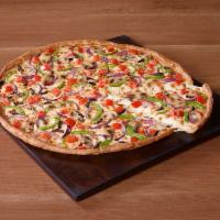 Medium Veggie Lover's® Pizza · Mushrooms, red onions, green bell peppers, diced Roma tomatoes and black olives.