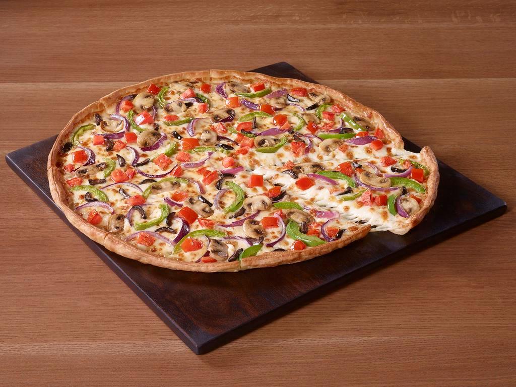 Medium Veggie Lover's® Pizza · Mushrooms, red onions, green bell peppers, diced Roma tomatoes and black olives.