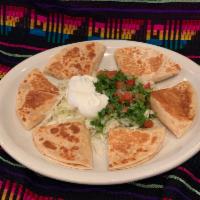 3 Cheese Quesadillas · 3 quesadillas with white cheese. Served with pico de gallo and sour cream.