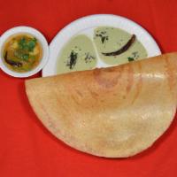 Plain Dosa · Regular dosa, served with sambar and chutney. Gluten free.
