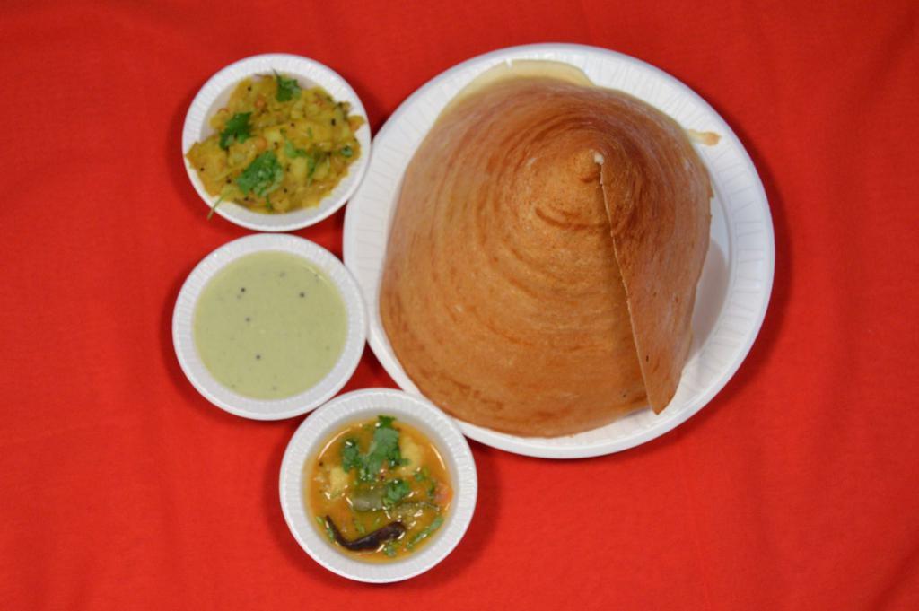 Ghee Masala · Specialty Dosa in cone shape tossed with ghee (melted butter) and served with fiesta potato masala. Gluten free.