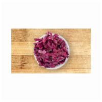 Side Purple Slaw · Vinegar based red cabbage slaw with herb seasoning in a 4oz container.