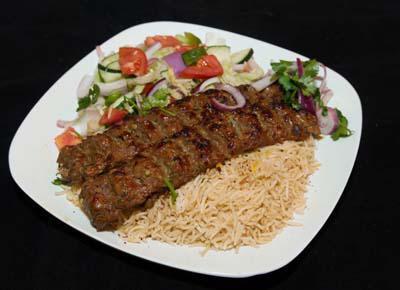 Shami Kabob · Ground beef delicately spiced, skewered and broiled over charcoal. 