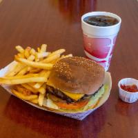 Double Cheeseburger Combo · Served with fries and your choice of drink.