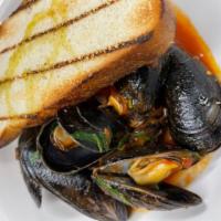 P.E.I. Mussels · Garlic, Crushed Tomato and Homemade Bread