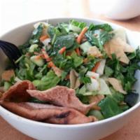 Seared Shogun Salad · Baby Spinach, Simply Salad Mix, seared ahi tuna, avocado, pickled ginger, purple cabbage, cu...