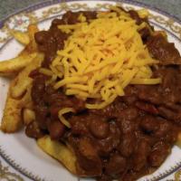 Gluten Free/Vegan Chili Pile Up (GF)......  · vegan chili on a bed of vegetarian seasoned Bill's Chips 
    (optional) topped with shredde...