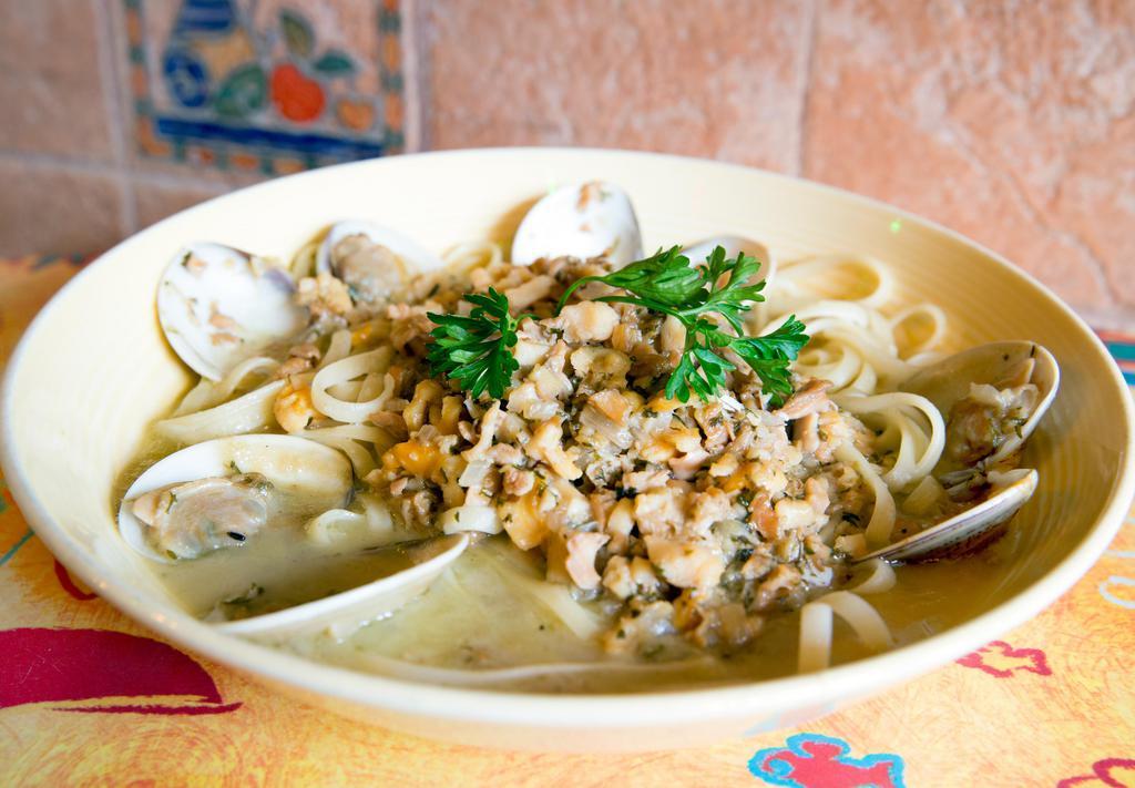 Clam Sauce Pasta · Sauteed clams with onions, garlic, herbs. Your choice of pasta and red or white sauce. Add toppings for an additional charge.