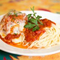 Eggplant Parmigiana · Breaded eggplant with your choice of pasta and sauce topped with mozzarella cheese. Add topp...