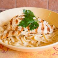  Fettuccine Alfredo · Cream alfredo sauce and choose your pasta. Add toppings for an additional charge.