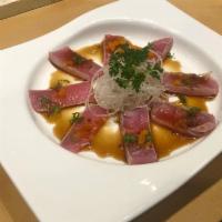 2 Tuna Tataki · Seared pepper tuna with house special sauce.