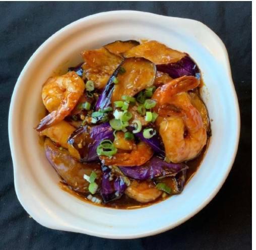 2.Shrimp with Eggplant in Clay Pot · Spicy.