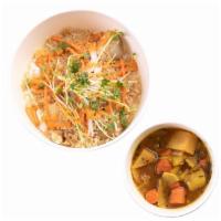 Vegetable Tajine · Quinoa, potato, Moroccan vegetable stew, root vegetables, served with lemon harissa dressing...
