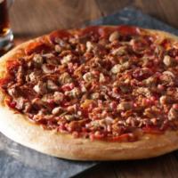 The Butcher Shop Pizza · Pepperoni, sausage, ham, bacon, crumbled meatballs, Wisconsin cheese blend, and original piz...