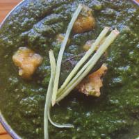 Saag Tofu (Vegan) · Served with rice and home made bread