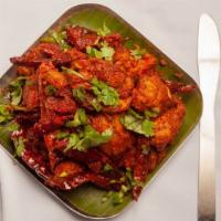 Chicken Chintamani · Coimbatore style stir fry and with loads of red chilies. Gluten free. Dairy free.