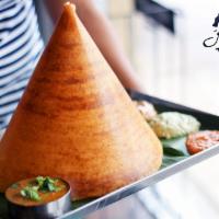 Ghee Roast · Super crispy cone shaped crepe and with clarified butter. Gluten free. Dairy free.