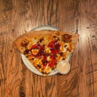 The Sparky Slice · Pepperoni, sausage, and cream cheese crumble with a sparky sauce drizzle. A sweet and tangy ...