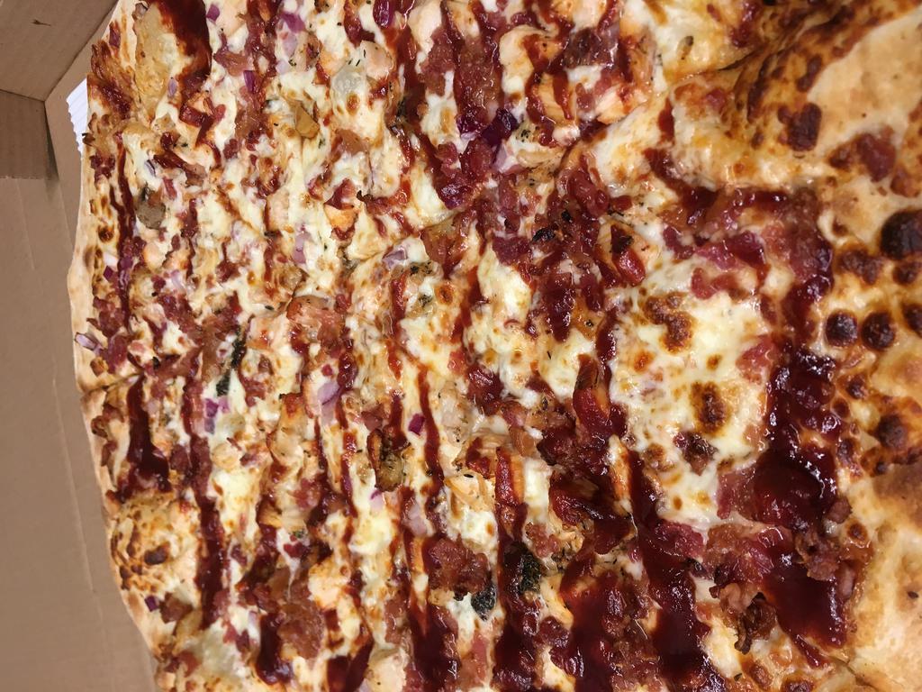 BBQ Chicken Specialty Whole Pie · Roast chicken, bacon, and onions with a BBQ sauce drizzle.