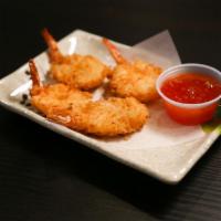 4 Piece Coconut Shrimp · Fried shrimp that has been rolled in coconut.